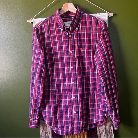 Jack Spade Red Plaid Cotton Button Up Shirt Small - Picture 1 of 5
